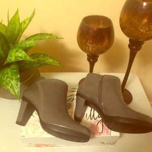 Booties, Gray heeled ankle boots